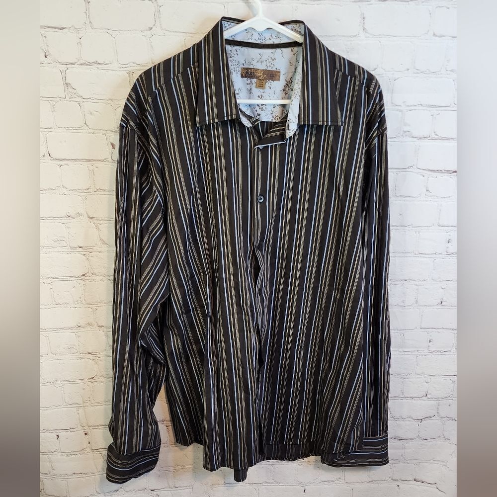 Men's Pronto Uomo "Blue" longsleeve button-down shirt, size XXL